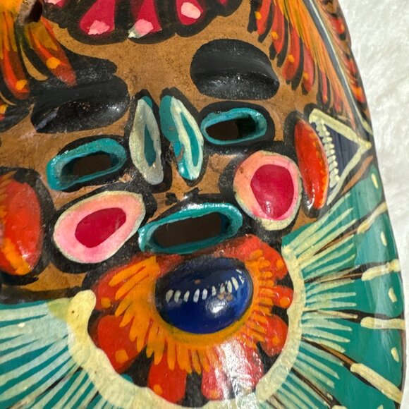 Mexican Pottery Mask Guererro Storyteller Ceramics Mayan Aztec Face Wall Hanging - Picture 4 of 9